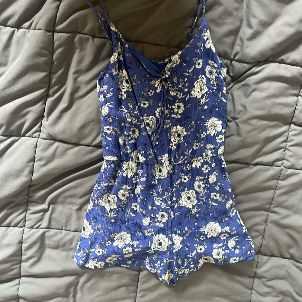 Blue floral romper
